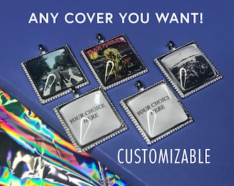 Custom Album Cover Earrings Pins or Necklace | Personalize Customizable Music Gift | Pop Punk Emo Country KPOP Hip Hop| Artist Band Song Art