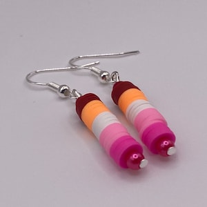 PRIDE- Lesbian Pride Clay Disk Earrings | LGBTQ Queer Jewelry | Handmade Pride Month Accessories