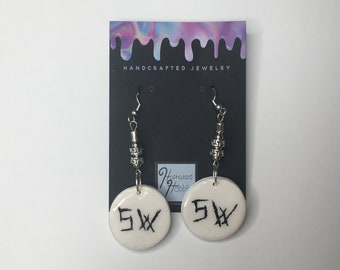 Sam Winchester Glowing Carved Initials Earrings