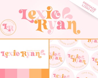 Bright Logo Design | Pink Colorful Logo Kit | Premade Logo Design | Retro Custom Logo | Small Business Logo | Blog Logo | Podcast Logo