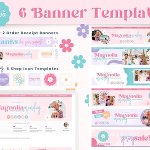 Trendy Etsy Shop Kit | Etsy Banner Template | Editable Etsy Store Listings | Colorful Shop Canva Template | Banner Template | Fun Shop Kit image 3