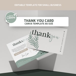 Moderne Dankeskartenvorlage, Visitenkarteneinsatz, benutzerdefiniertes kleines Unternehmen Branding, Canva Bestellkarte bearbeitbar, Etsy Danksagungsblatt