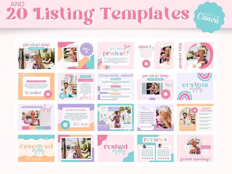Trendy Etsy Shop Kit | Etsy Banner Template | Editable Etsy Store Listings | Colorful Shop Canva Template | Banner Template | Fun Shop Kit image 4