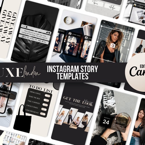 Black & White Instagram Story Templates Canva Influencer - Etsy