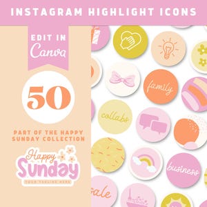 Fun Instagram Highlight Covers, Editable IG Highlights, Small Business Social Media Branding, Pink Instagram Highlight Templates, Girly IG