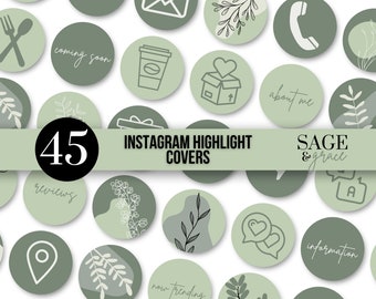 Instagram ストーリーのハイライト アイコン | Instagram ストーリー | 美しい Instagram ストーリー カバー | セージ グリーンのハイライト カバー | ブランド ストーリーのハイライト
