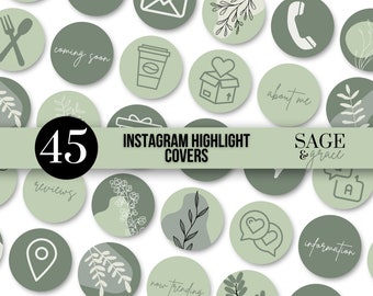 Instagram Story Highlight Icons | Instagram Stories | Aesthetic Instagram Story Cover |  Sage Green Highlight Cover | Brand Story Highlights