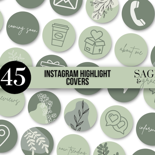 Instagram Story Highlight Icons | Instagram Stories | Aesthetic Instagram Story Cover |  Sage Green Highlight Cover | Brand Story Highlights