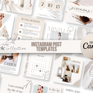 White Instagram Post Templates Canva | Minimalist Instagram Branding | Neutral Social Media Template | Beige Instagram Feed Engagement | IG