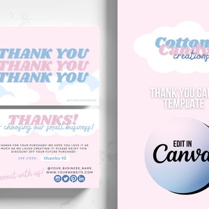 Schattig bedankkaartsjabloon | Zakelijke bedankkaart invoegen | Klein bedrijf | Canva bedankt voor je bestelling | Pastelkleurige bedankkaart