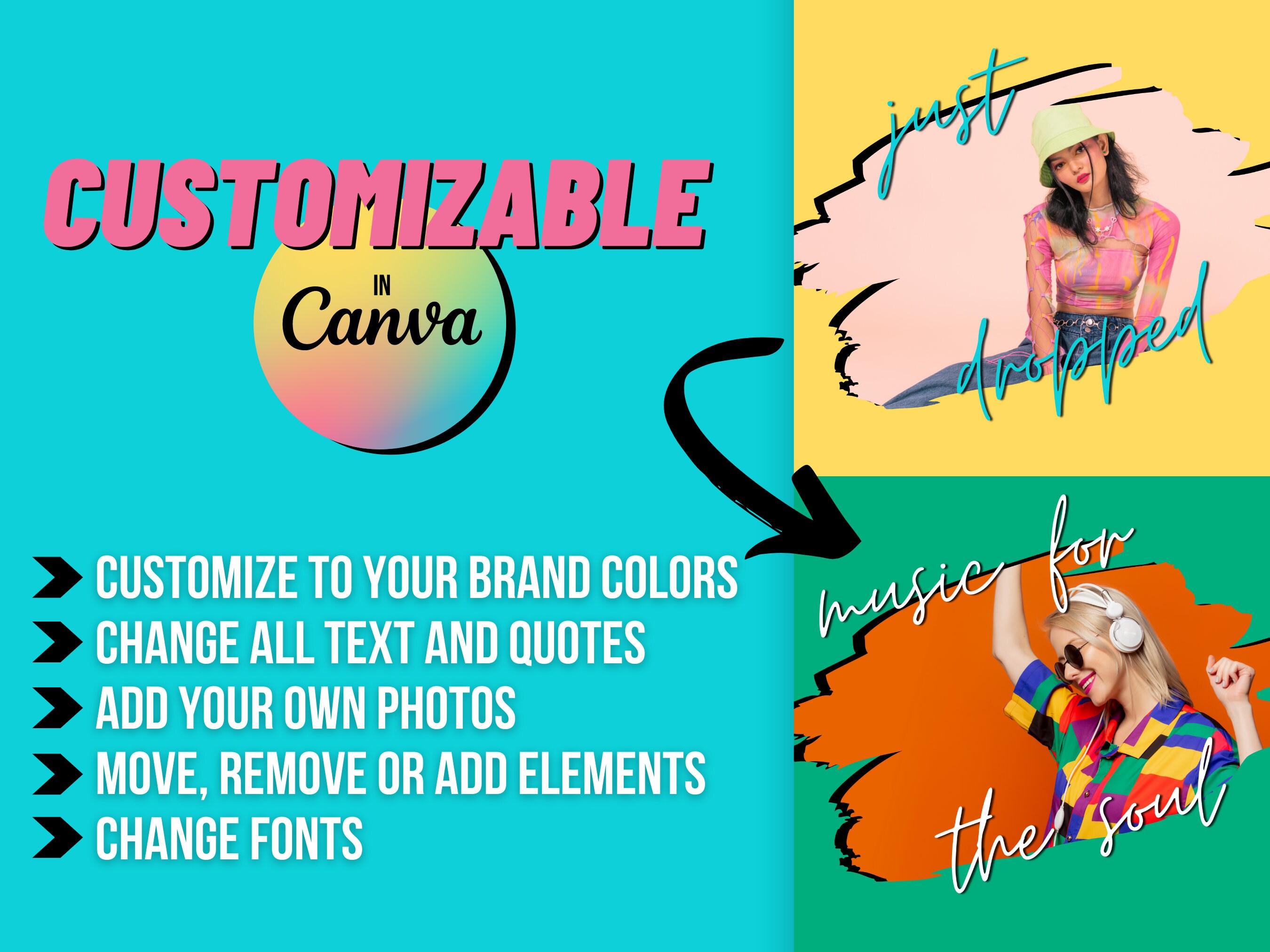 Instagram Post Templates Canva | 90s Retro Instagram Branding ...