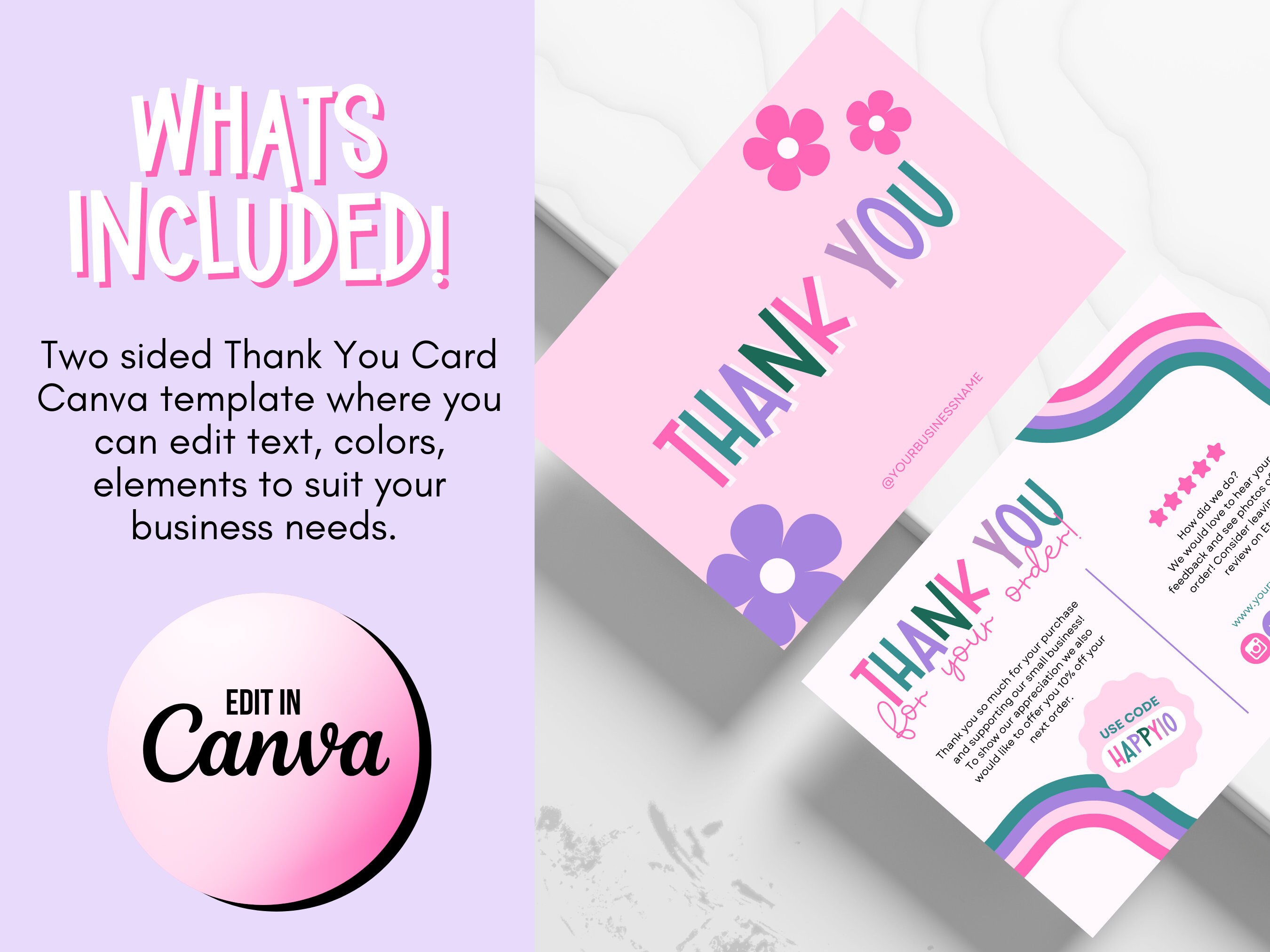 Colorful Thank You Card Template | Business Thank You Card Insert ...