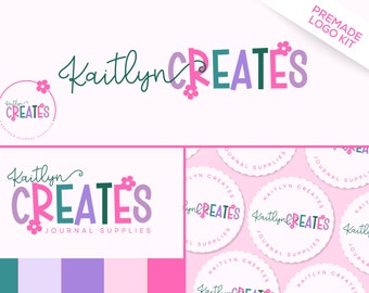 Colorful Logo Design | Girly Logo Kit | Premade Fun Logo | Modern Custom Logo | Small Business Logo | Playful Blog Logo | Happy Logo