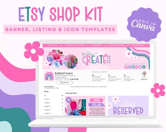 Etsy Shop Kit | Etsy Banner Templates | Editable Etsy Store Listings | Colorful Etsy Shop Canva Template | Banner Template Kit | Shop Bundle