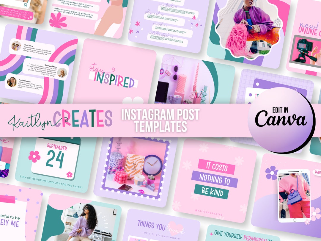 Colorful Instagram Post Templates Canva Engagement Instagram Branding ...