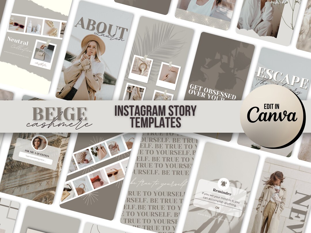 Instagram Story Templates Canva | Beige Cashmere Instagram Branding ...