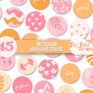 Bright Instagram Story Highlight Icons | Instagram Stories | Colorful Instagram Story Cover |  Pink Highlight Cover | Orange Story Highlight