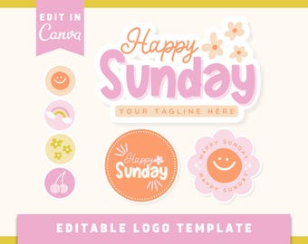 Fun Editable Canva Logo, Small Business Logo Template, Cute Custom Logo Kit, DIY Logo, Pink Boutique Logo, Girly Aesthetic Etsy Shop Logo