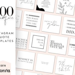 100 modelos de citações inspiradoras do Instagram | Modelos de postagem editáveis | Conjunto de citações motivacionais | Postagens em mídias sociais | Engajamento com a marca