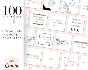 100 Inspirational Quote Instagram Templates | Editable Post Templates | Motivational Quote Set | Social Media Posts | Brand Engagement