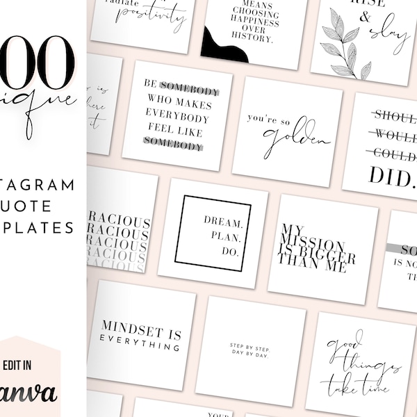 100 Inspirational Quote Instagram Templates | Editable Post Templates | Motivational Quote Set | Social Media Posts | Brand Engagement