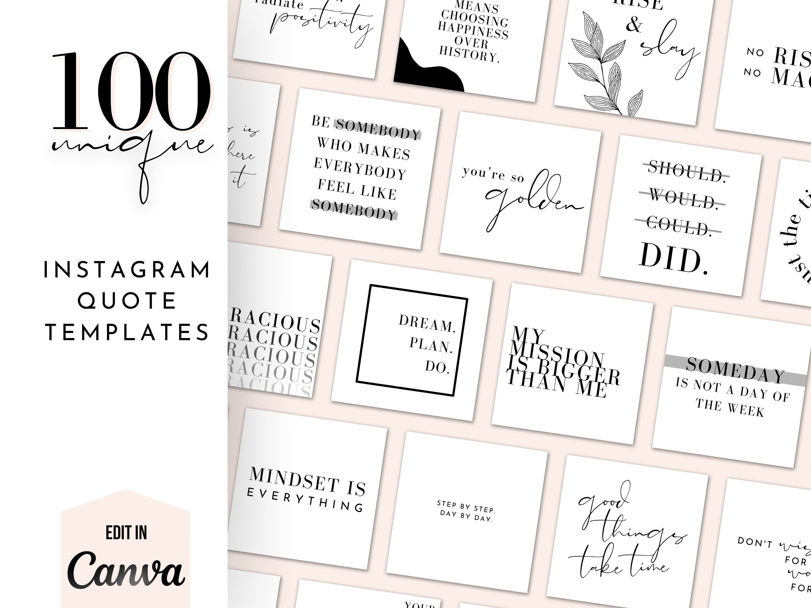 100 Inspirational Quote Instagram Templates Editable Post - Etsy