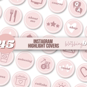 Instagram Story Highlight Icons | Instagram Stories | Pink Instagram Story Covers |  Blush Pink Highlight Cover | Blogger Story Highlights