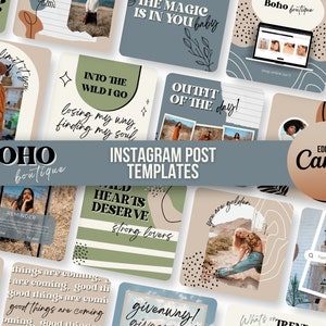 Instagram Post Templates Canva | Boho Boutique Instagram Branding | Customizable Social Media Template | Boho Aesthetic Instagram Feed