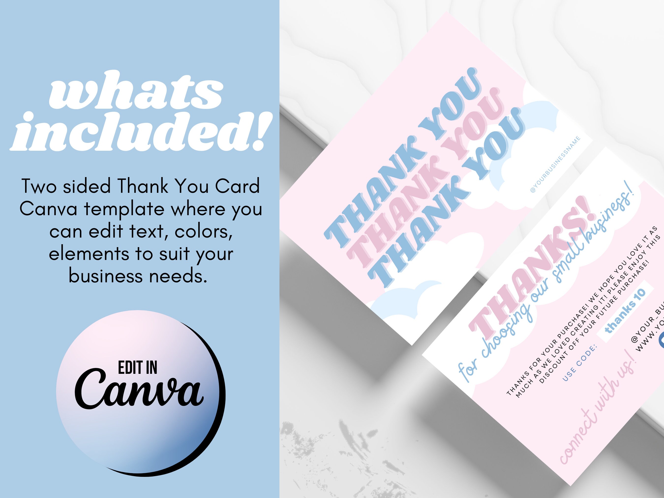 Cute Thank You Card Template Business Thank You Card Insert Small