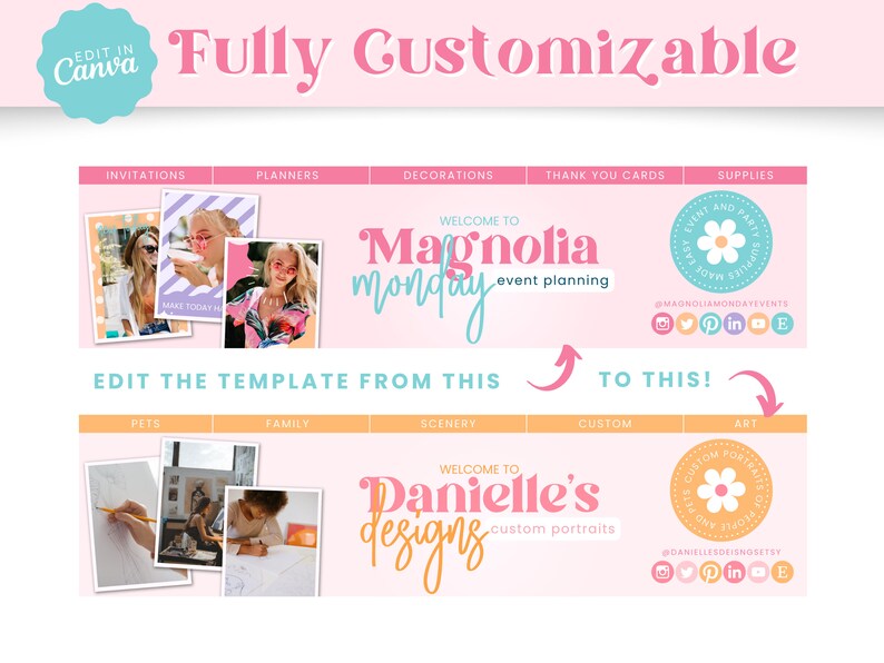 Trendy Etsy Shop Kit | Etsy Banner Template | Editable Etsy Store Listings | Colorful Shop Canva Template | Banner Template | Fun Shop Kit image 5
