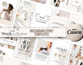 White Instagram Story Templates Canva | Minimalist Instagram Branding | Beige Neutral Canva Template | Fashion Instagram Stories Engagement