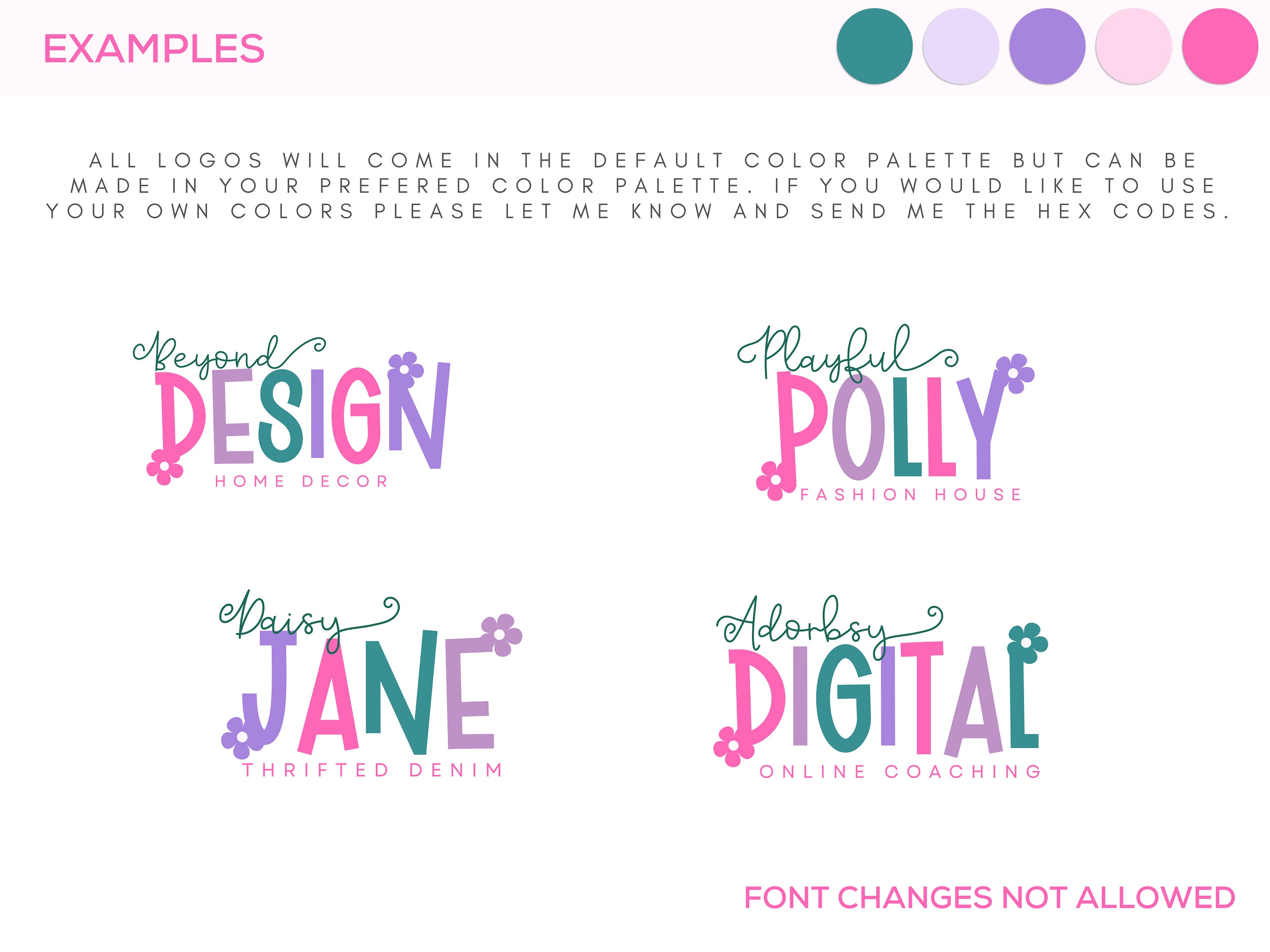 Colorful Logo Design | Girly Logo Kit | Premade Fun Logo | Modern ...