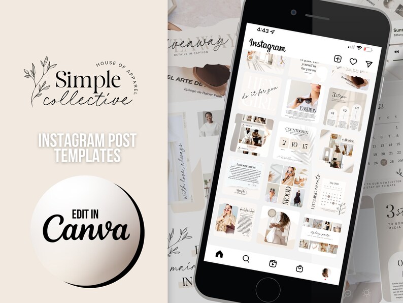 White Instagram Post Templates Canva Minimalist Instagram Branding