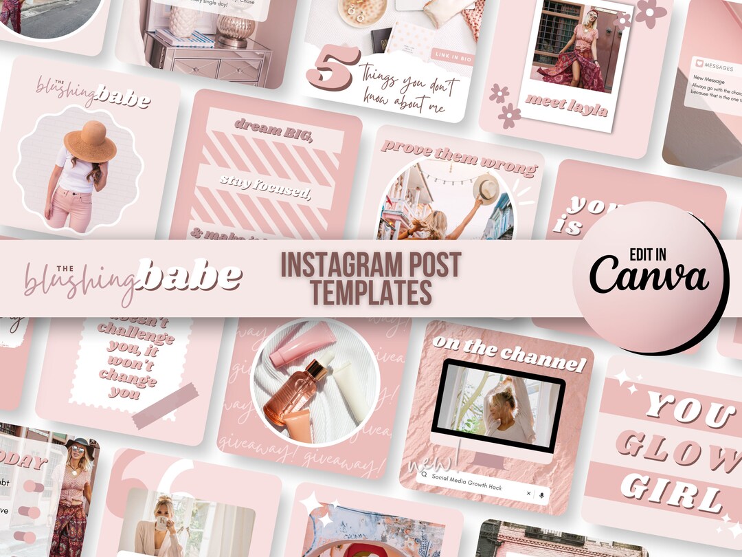 Instagram Post Templates Canva | Blush Pink Influencer Instagram ...
