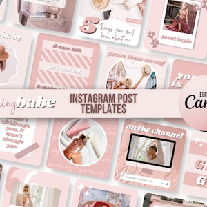 Instagram Post Templates Canva | Blush Pink Influencer Instagram Branding | Customizable Social Media Template | Coach Instagram Feed