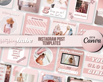 Instagram Post Templates Canva | Blush Pink Influencer Instagram Branding | Customizable Social Media Template | Coach Instagram Feed