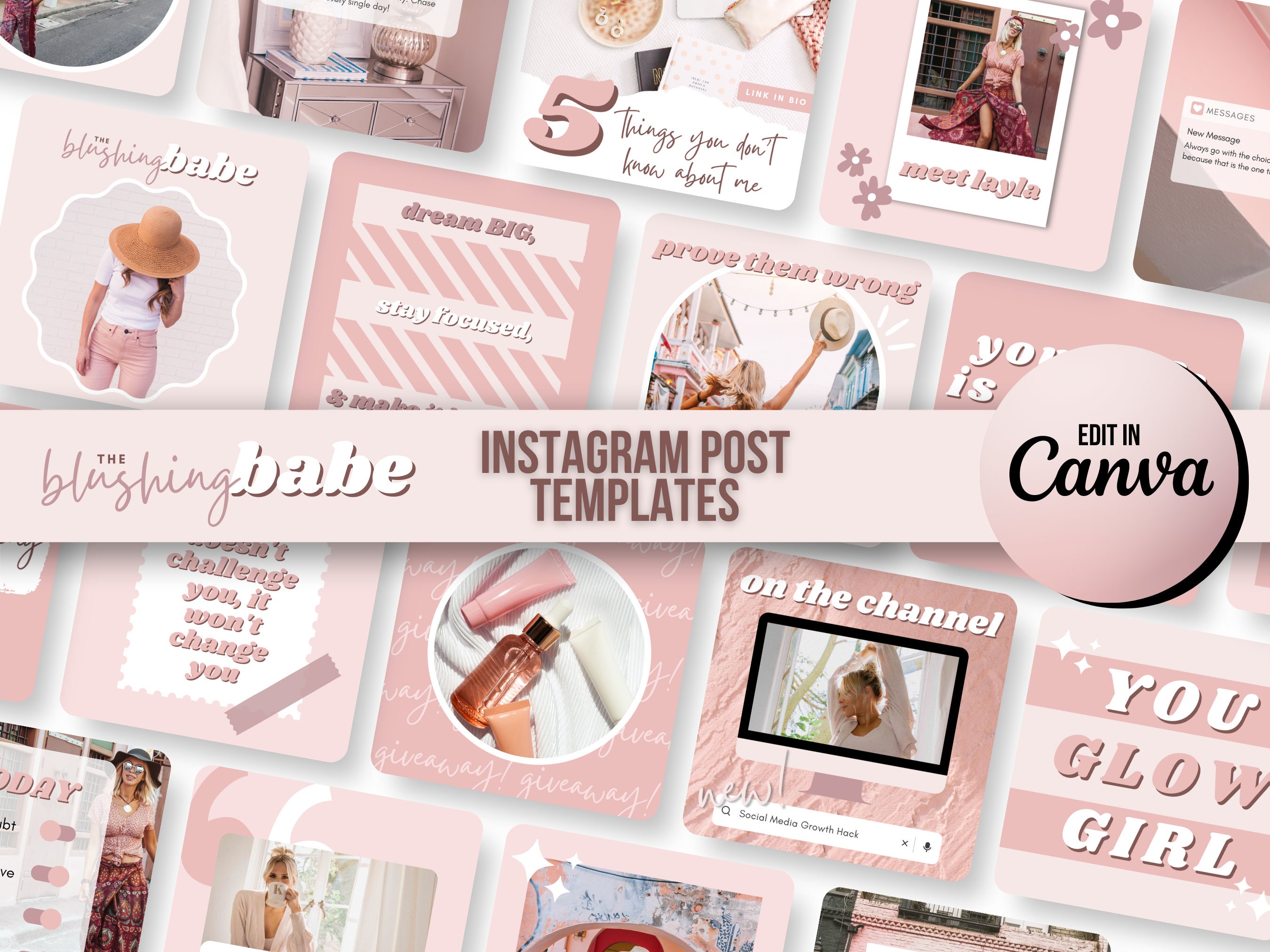 Instagram Post Templates Canva | Blush Pink Influencer Instagram ...