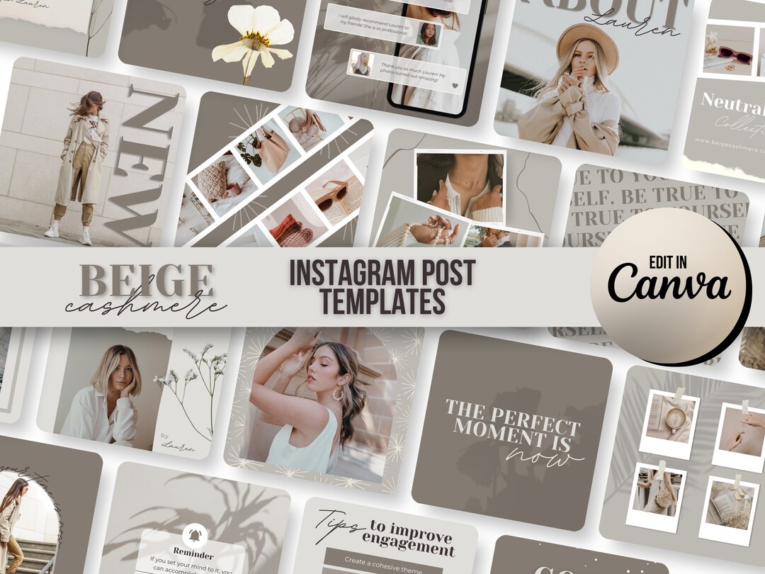Instagram Post Templates Canva | Beige Cashmere Instagram Branding ...