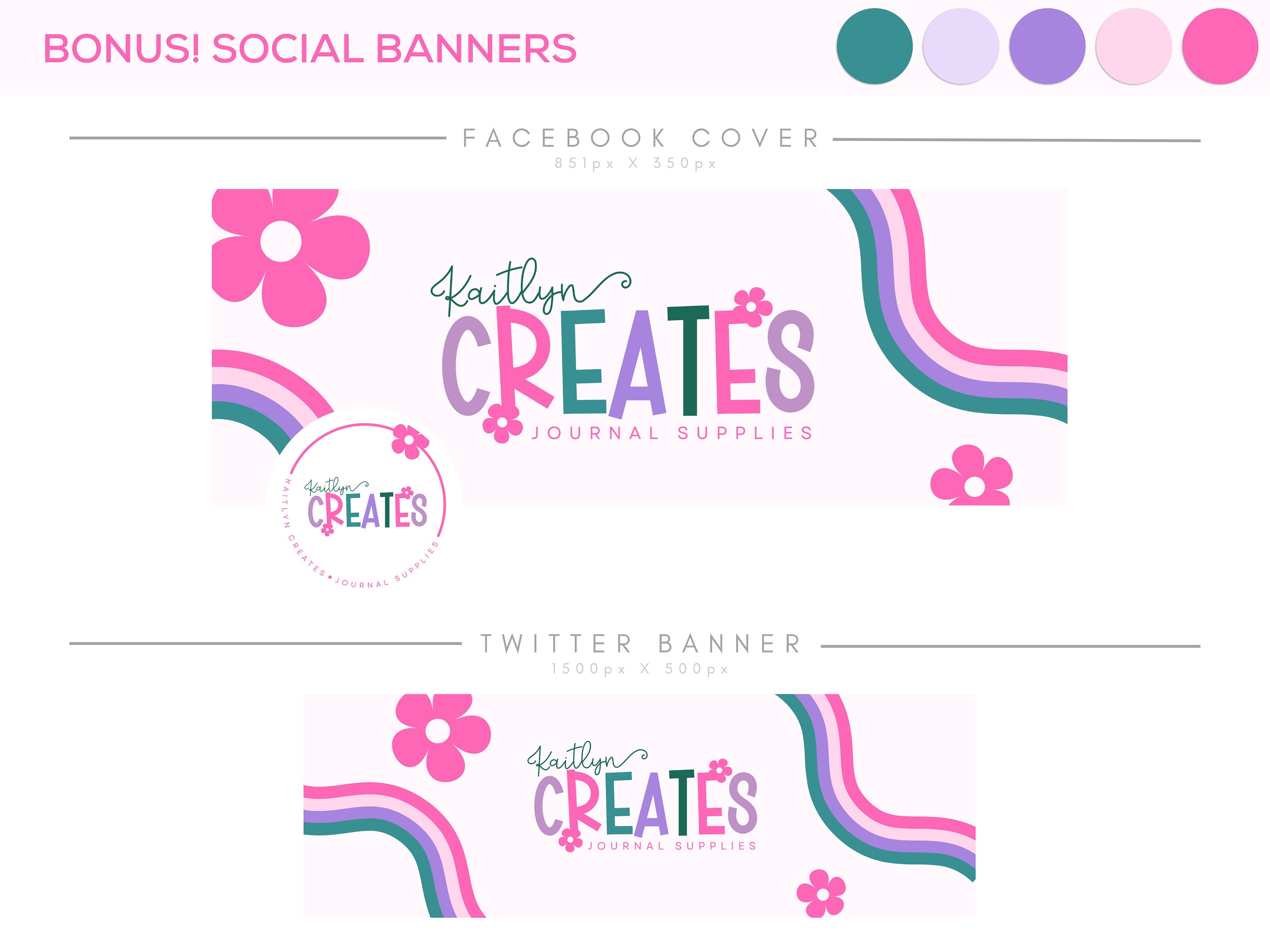 Colorful Logo Design | Girly Logo Kit | Premade Fun Logo | Modern ...
