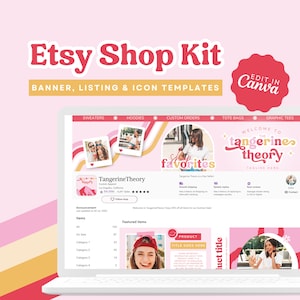 Retro Etsy Shop Kit | Etsy Banner Template | Editable Etsy Store Listings | POD Shop Canva Template | Banner Template | Etsy Branding Kit