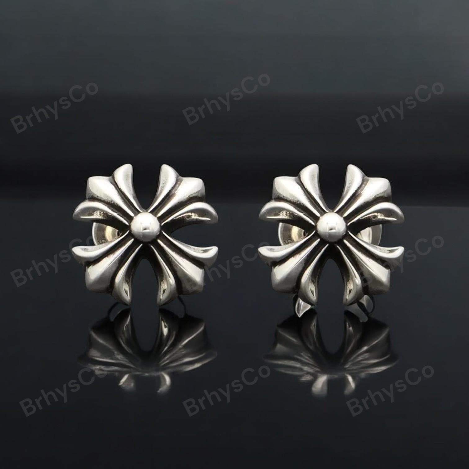 Authentic [Chrome Hearts] Stud Earring - Cross Fat and more