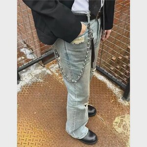 Doppel geschichtete Perle Geldbörse Kette | Gothic Hosenkette | Y2K Grunge Schlüsselanhänger | Punk Jeans Seitenkette | Ästhetisches Gürtelzubehör