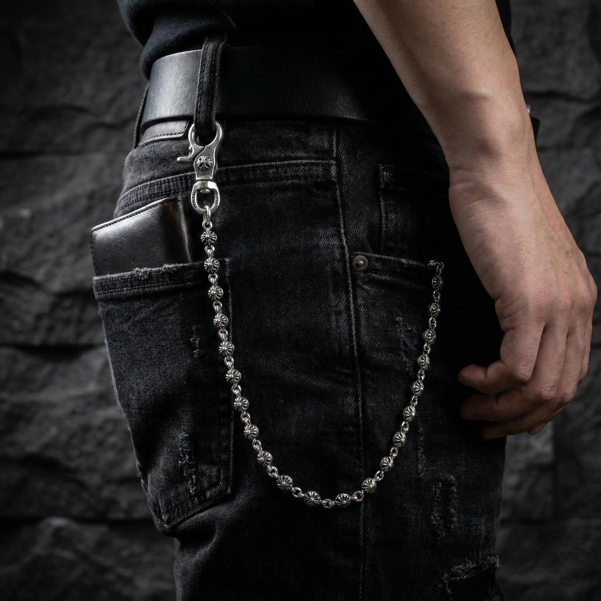 DK Skull Leather Biker Trucker Key Jean Wallet Chain (25/4.8oz