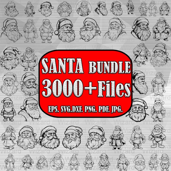 SANTA SVG BUNDLE, 529 Svg Santa Bundle, cute santa  Svg, santa claus design , santa silhouette, santa cricut, 3172 File 529 Design