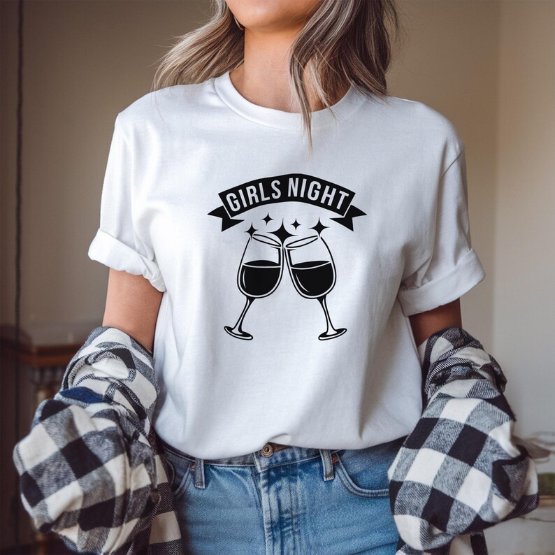 Girls Night SVG: Black Wine Glass Cheers Design - Etsy