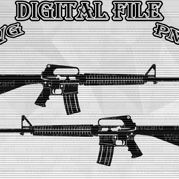 M16A2 Rifle 1963 5.56 svg , M16 Rifle Cricut , M16 png , M16 silhouette , SVG PNG Ready-to-print DIGITAL