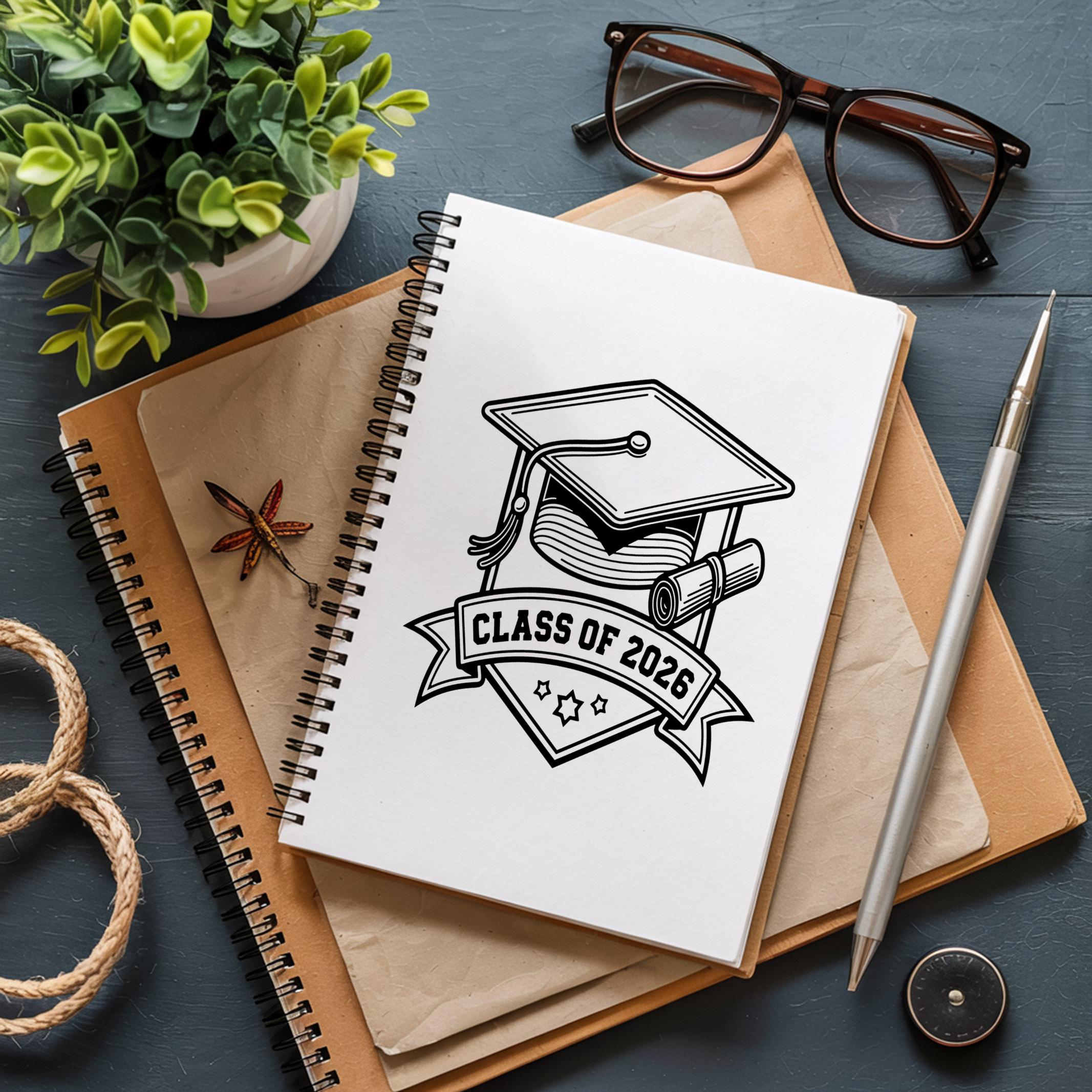 Class of 2026 SVG: Black Graduation Cap Diploma Design - Etsy