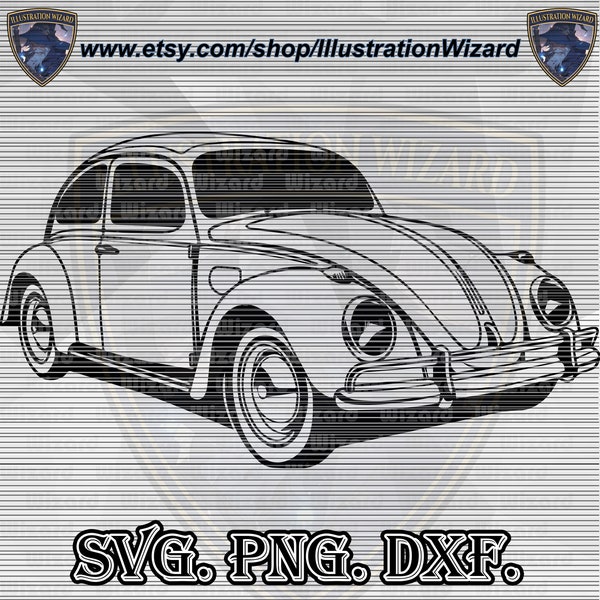 Volkswagen Beetle 1965 Classic Car SVG, vw beetle PNG, Volkswagen Beetle Vector art Illustration Drawing, Beetle cricut