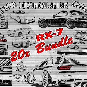 20x MAZDA RX7 fd35 bundle Svg, JDM Mazda Rx7 Wankel cricut, RX7 Silhouette, RX7 Vector, Clipart, rx7 illustration for design, RX7 Png