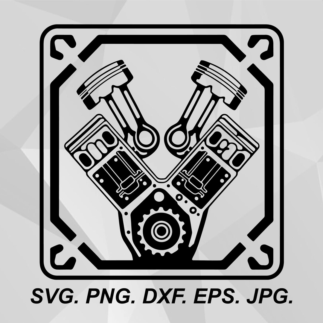 Mechanic Engine SVG: Black V8 Wall Art Illustration - Etsy